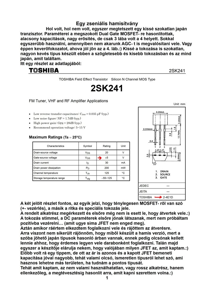 Fake 2SK241 Hamisított tranzisztorok
