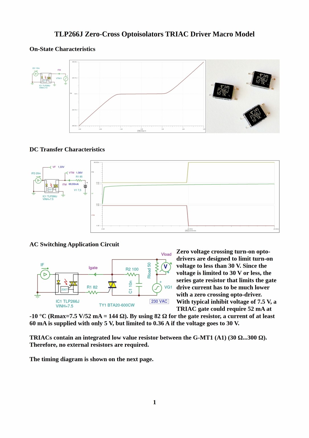 TLP266J Spice Model, Zero-Cross Optocoupler TRIAC Driver Spice Model.